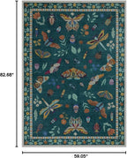 Lahome Insect Print 5x7 Area Rugs for Living Room, Soft Washable Rugs for Bedroom Ultra-Thin Non Slip Modern Rug, Stain Resistant Throw Rug Carpet for Office Nursery Dining Room(5'x7',Dark Green)