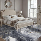 Abstract 9x12 Area Rugs: Modern Washable Rug for Living Room Bedroom Dining Room Indoor - Thin Low Pile Non-Slip Large Carpet - Black Gold