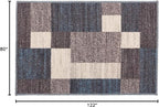 Rugshop Modern Boxes Design Non-Slip (Non-Skid) Carpet Mat Area Rug for Entryway,Door Rug,Kitchen 2'7" x 4' Blue