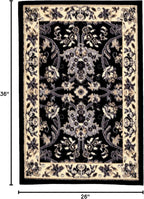 Rugs.com Yasmin Collection Rug – 2' x 3' Black Medium Rug Perfect for Entryways, Kitchens, Breakfast Nooks, Accent Pieces