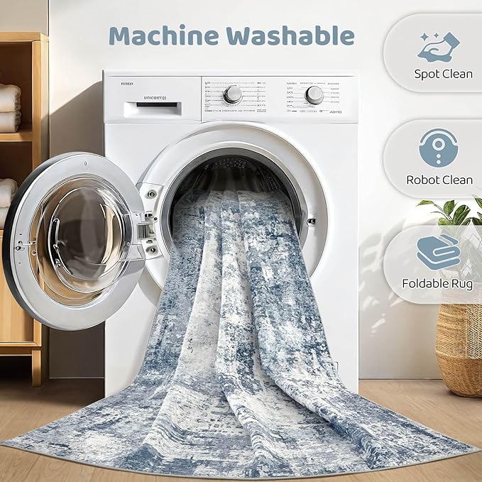6X9 Area Rugs Living Room: Washable Large Abstract Soft Rug Stain Resistant Indoor Non-Slip Carpet for Men Modern Home Enthusiasts Aged 25-45 - High Traffic Areas - Bedroom Office Dining Room