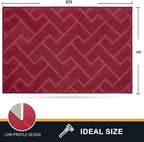 PURRUGS Easy Care Area Rug 4ft x 6ft, Non-Slip Machine Washable Entry Rug, Dog Door Mat, Stain Resistant Accent Rug for Hallway, Bedroom, Living Room and Mudroom, Cherry Red