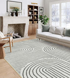 Lahome Abstract 10x14 Area Rugs for Living Room Bedroom, Soft Large Washable Rugs, Ultra-Thin Non-Slip Modern Dining Room Rug Non-Shedding Accent Carpet for Office, Grey/Beige