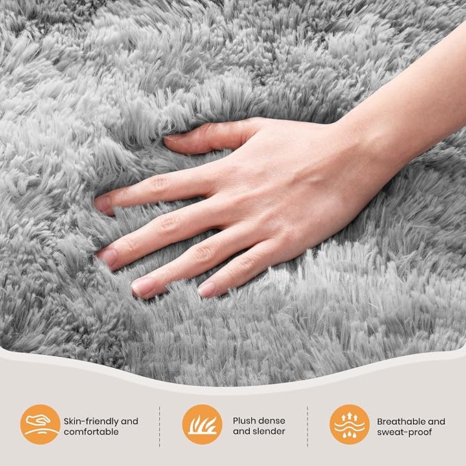 Zentavio Area Rugs for Living Room Large Rugs for Bedroom 5x8 Carpet Fluffy Fuzzy Soft Shag Aesthetic Plush High Pile Gray Throw Rug for Nursery Kids Room Dorm Waved Grey