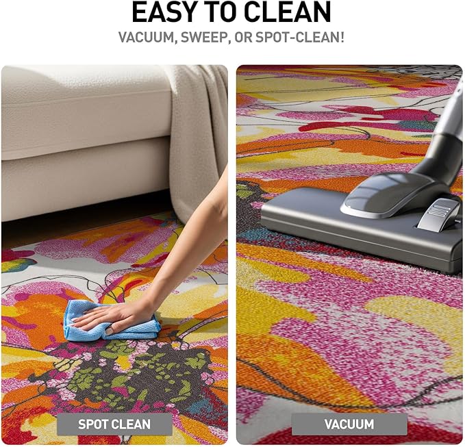 Rugshop Multi Bright Flowers Non Slip Non-Shedding Area Rug for Living Room, Dining Room and Large Spaces, 12' x 15'