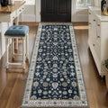 Tangsoo Floral Runner Rug 2x6 Washable Rug for Hallway, Non-Slip Vintage Black Runner Rug for Entryway Indoor, Brown Print Carpet Runner Rugs, Soft Low Pile Long Rug Runner for Kitchen