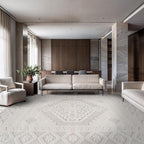 Modern Micro Loop Indoor Area Rugs for Living Room Bedroom Kitchen Geometric Trellis White 6x9 Luxury Durable Low and High Pile Non-Shedding Stain Resistant Soft Area Carpet 6 x 9