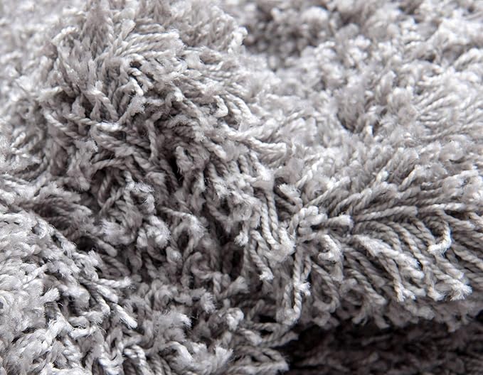Unique Loom Solid Shag Collection Area Rug (6' 1" x 9' Rectangle, Cloud Gray)