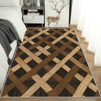 Checkered Rug Small, Washable 2x3 Throw Rug for Entryway, Wood Grain Patterned Indoor Door Mat, Checkered Geometric Decor for Home, Bedroom, Soft Non Slip Thin Design FER22