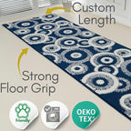 Custom Size Long Blue Hallway Runner Rug | Cut to Length 2'3" x 18' (Runner) | Non-Slip & Machine Washable | REMNAZ