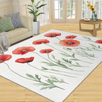 Little Red Flower Rugs for Bedroom - 5x8 Area Rug - Abstract 3D Flowers Rugs for Living Room, Modern Simple Art Rug, Non-Slip Washable Home Decor Carpet