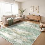 GENIMO Abstract Area Rug 6x9, Washable Large Modern Rug Non Slip, Low Pile Lightweight Soft Carpet for Living Room, Bedroom, Dining Room, Light Green