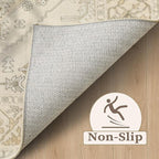 SERISSA Boho Rugs for Entryway, 2x3 Beige Entryway Rug Non-Slip Washable Small Area Rug, Ultra Soft Oriental Vintage Low-Pile Indoor Door Mat Floor Carpet for Entrance Bedroom Kitchen Bathroom