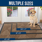 Kitinjoy Front Door Mat Outside Entrance, Sturdy Natural Dirt Trapper, Heavy Duty Rubber Doormat, Low Profile Non-Slip Backing, Easy Clean Floor Mat for Indoor Outdoor Entry, 29.5X17 Inch, Coffee