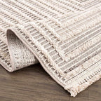 Hauteloom Lunao Farmhouse Living Room Bedroom Moroccan Square Pattern Abstract Area Rug - Soft Shaggy High Low Carpet - High Pile - Bohemian, Boho - Gray, Brown, Beige, Cream - 7'10" x 10'