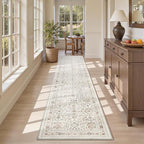 MontVoo-Vintage 2x10 Runner Rug-Soft Beige Washable Runners for Hallways-Non Slip Bedside Rugs for Bedroom-Machine Washable Long Rug for Hallways Entryway Laundry Room Stair Kitchen Bathroom