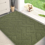 PURRUGS Dirt Trapping Door Mat 32" x 47", Non-Slip Machine Washable Entry Rug, Shoe Scraper, Dog Doormat, Super Absorbent Welcome Mat for Front & Back Door, Muddy Wet Shoes & Paws, Sage Green
