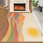 Boho Sun Runner Rugs 2x4ft, Mosaic Sunburst Small Entryway Mats, Dotted Gradient Hills Laundry Room Rug Non Slip Durable Throw Rugs for Front Door Bedroom Bedside