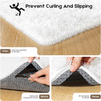 3x5 Cream White Rugs for Bedroom Living Room, Fluffy Small Area Rug Soft Shag Carpet for Kids Boys and Girls Room with 4 Rugs Non-Slip Stickers Dorm Home Decor (3ft x 5ft)