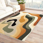 Neutral Color Rug, 6x8 Rug, Earth Tone Rugs for Living Room Bedroom, Vintage Large Area Rug, Washable Rug Non Slip Soft Indoor Carpet, Kids and Pets Friendly, Neutral Color Home & Room Decor