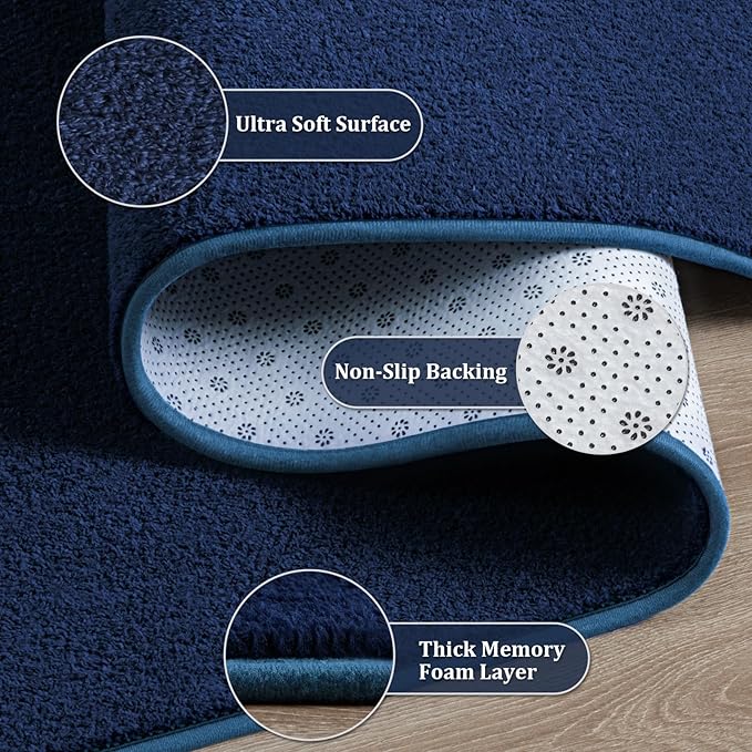 Large Modern Area Rugs for Living Room Bedroom, 7x10 Feet Navy Blue Ultra Soft Solid Thickened Memory Foam Indoor Minimalist Carpets, Non-Slip Comfy Rugs for Boys Girls Nursery Kids Room Home Décor