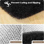 5x7 Black Rug for Living Room Bedroom, Fluffy Large Area Rug Soft Shag Non-Slip Carpet for Kids Boys and Girls Room Dorm Home Decor (5ft x 7ft)