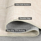 RUGSREAL 6x9 Large Bedroom Area Rug Soft Modern Area Rug for Living Room Non-Slip Stain Resistant Abstract Throw Floor Carpet Contemporary Rug Solid Color Accent Rug for Dining Room Office, Cream