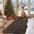 Large Dog Door Mat for Muddy Paws, 22x47 Absorbent Dirt Trapper Long Door Mat, Non-Slip Washable Mud Mat for Dogs, Polyester Microfiber Soft Pet Rug Mat for Entryway, Mud Dog Paws, Patio ( Latte)