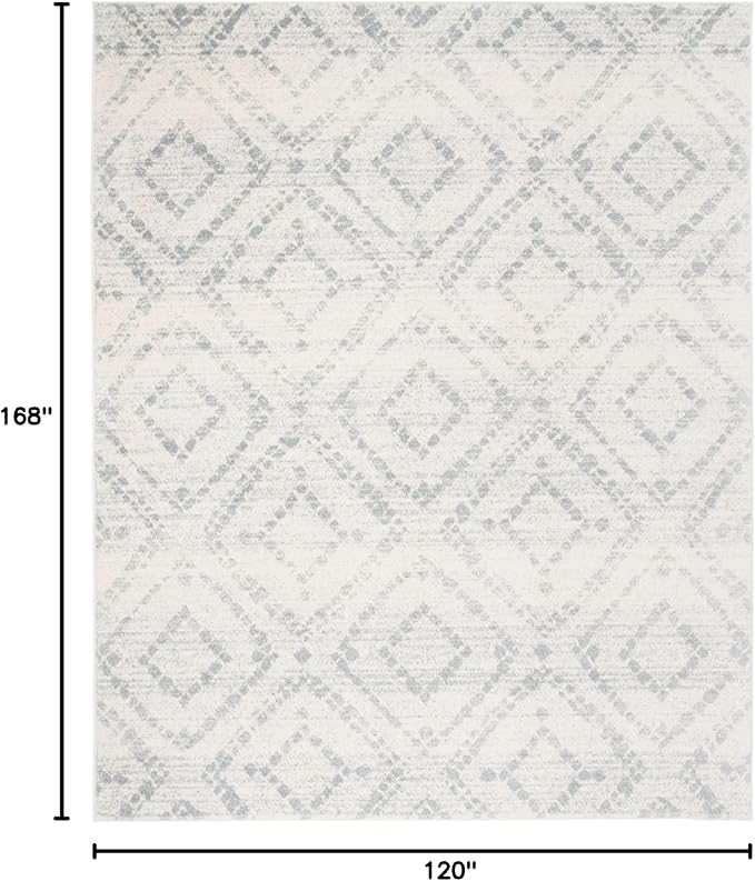 SAFAVIEH Adirondack Collection Area Rug - 10' x 14', Ivory & Light Blue, Modern Diamond Distressed Design, Non-Shedding & Easy Care, Ideal for High Traffic Areas in Living Room, Bedroom (ADR131T)