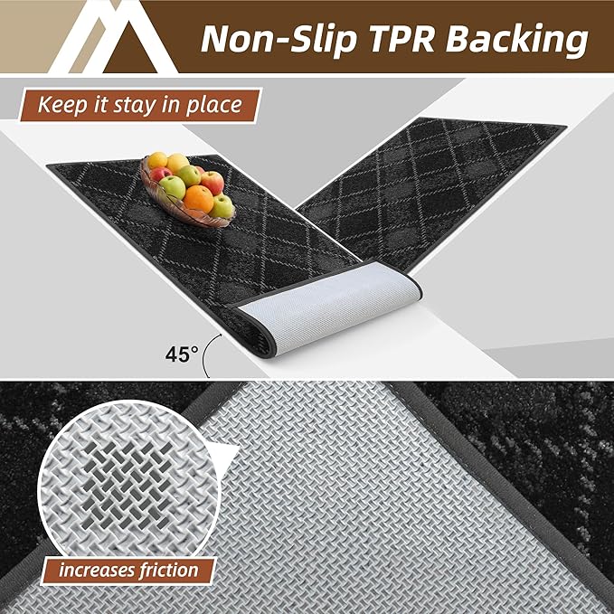 COSY HOMEER Plaid Door Mat 24" x 36",Dirt Trapper Entryway Rugs,Non-Slip Washable Farmhouse Doormat,Low Profile Welcome Mats for Paws Dark Grey