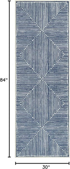 Bloom Rugs Washable Non-Slip 7 ft Runner - Blue Striped Runner for Entryway, Hallway, Bathroom, and Kitchen - Exact Size: 2.5' x 7'