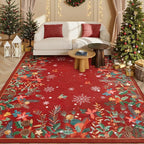 Wonnitar Christmas 5x7 Area Rugs, Red Floral Rugs for Living Room, Non-Slip Soft Bedroom Rug, Washable Low Pile Snowflake Holiday Decor Rugs Carpet for Dining Room Bedside(Christmas Red,5'x7')