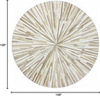 Faux Cowhide Round Area Rug | Non-Slip Leather Floor Carpet for Living Room, Bedroom, and Home Décor | Modern Stylish Accent Rug(Beige_9x9)