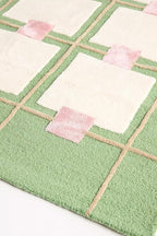Greer Wool Area Rug - Soft Hand-Tufted Geometric Design with Pink and Green Color Palette, Perfect for Modern Home Decor (6x6 Ft Square)