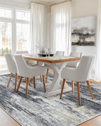 AMADA HOMEFURNISHING 6x9 Washable Area Rug, Modern Abstract Living Room Rug with Non-Slip Backing & Low Pile, Large Rug with Abstract Pattern for Living Room, Bedroom and Dinning Room, Light Grey