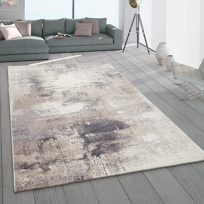 Paco Home Abstract Area Rug Artful Mottled Color Pattern in Beige Grey, Size: 5'3" x 7'7"