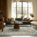 6x9 Washable Rug Vintage Fade Resistant Boho Distressed Non-Slip Indoor Large Carpet Low Pile Lightweight & High-Traffic Safe for Bedroom, Dorm, Playroom - Farmhouse Decor