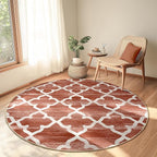 Area Rug 6ft, Moroccan Trellis Print Carpet, Machine Washable Non-Slip Rugs for Living Room, Bedroom, Dining Room & Entryway, Red