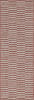 Unique Loom Outdoor Collection Classic Stripes, Transitional Indoor & Outdoor Area Rug, Rectangular 2' 0" x 6' 0", Red/Ivory