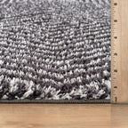 Rugshop Geometric Diamond Stripe Shag Area Rug Anthracite Dark Gray 4' x 6' Ideal for Small Living Rooms, Offices, or Beside The Bed