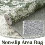 jinchan Green 5x7 Area Rugs - Machine Washable Vintage Floral Distressed Design Soft Low-Pile Non-Slip Carpet for Bedroom Nursery Living Room Dining Room Home Office (5x7ft, Forest Green)
