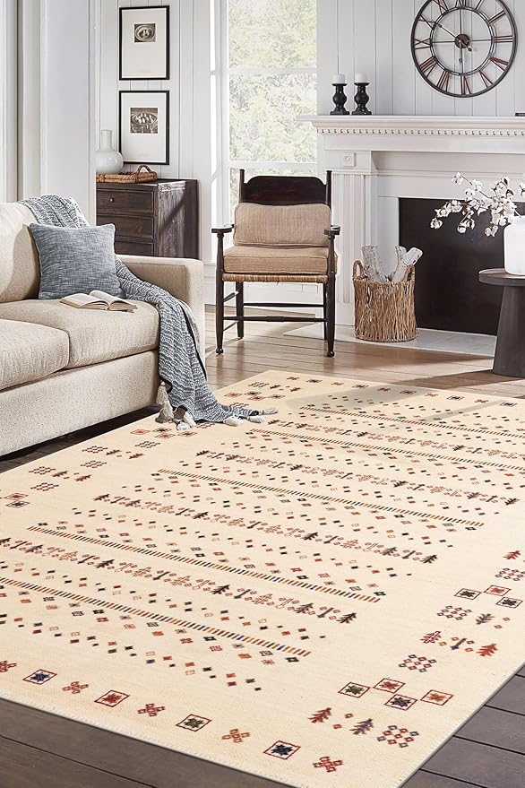 Keen Home Design 8x10 Rug - Machine Washable Area Rug with Non-Slip Backing, Ideal for Living Room, Dining Room, Bedroom - Vintage, Easy Clean, Durable, Low Pile - (8' x 10')
