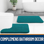 OLANLY Bathroom Rugs 44x24, Extra Soft Absorbent Chenille Bath Rugs, Rubber Backing Quick Dry, Machine Washable Bath Mats for Bathroom Floor, Tub and Shower, Home Decor Accessories, Deep Lake