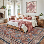 LUMI Washable Area Rug 5x8 for Living Room, Ultra Soft Stain Resistant Carpet with Non Slip Rubber Backing, Non-Shedding Low Pile Rugs for Bedroom, Dining Room, Indoor, Office