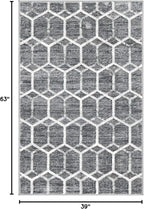 Rugs.com Lattice Trellis Collection Rug – 3' x 5' Gray Low-Pile Rug Perfect for Living Rooms, Large Dining Rooms, Open Floorplans