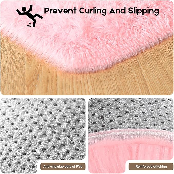 5x7 Pink Rugs for Bedroom Girls, Large Fluffy Area Rugs for Living Room, Soft Shag Fuzzy Non-Slip Carpet for Kids and Boys Nursery Room Dorm Indoor Home Decor (Pink, 5ft x 7ft)