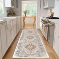 Enkor Runner Rugs for Hallway, 2.6x8 Washable Soft Non Slip Floor Rugs for Kitchen, Modern Mat for Living Room Bedroom Entryway Orange & Black