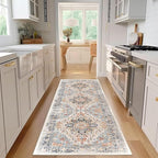 Enkor Runner Rugs for Hallway, 2.6x8 Washable Soft Non Slip Floor Rugs for Kitchen, Modern Mat for Living Room Bedroom Entryway Orange & Black