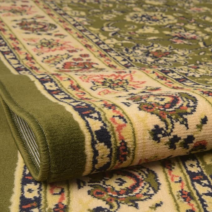Rugs.com Yasmin Collection Rug – 16 Ft Runner Green Medium Rug Perfect for Hallways, Entryways