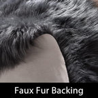 Latepis Living Room Rugs 8x10 Area Rugs for Living Room Dark Grey Faux Sheepskin Fur Rug for Bedroom Washable Fluffy Rug for Office Entertainment Home Décor